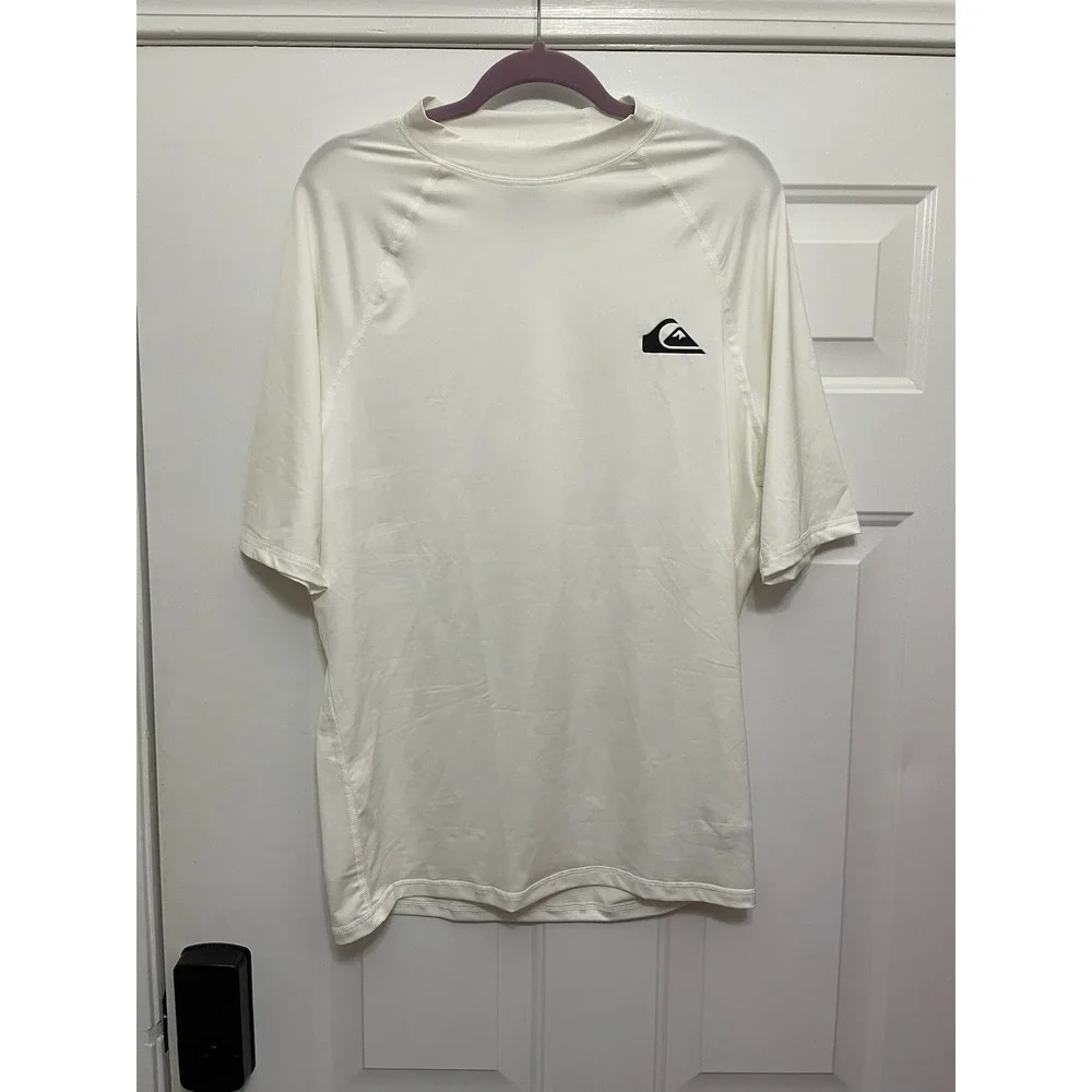 Quiksilver UPF 50+ Short Sleeve Rash Guard White Size XXL Surf Beach Sport
